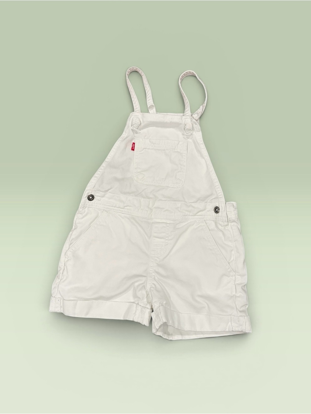 Levi's Girls White Denim Cuffed Short Overalls Sz 10